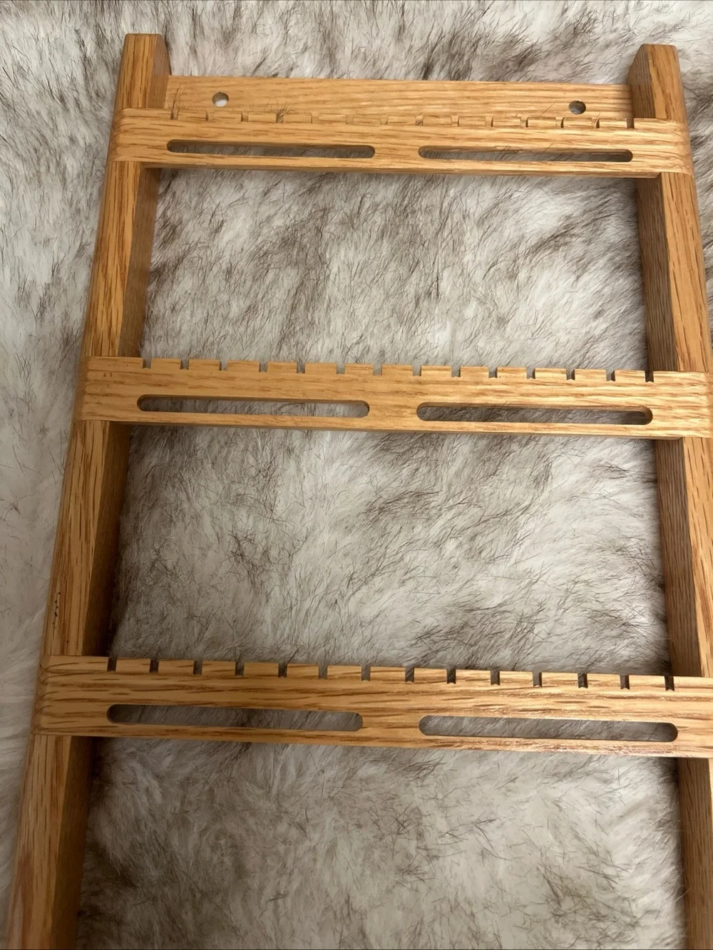 Wood Wood Oak-Tone Wall Jewelry Organizer with Pegs
